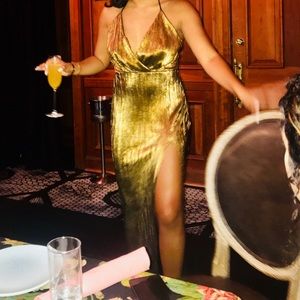 Gold Maxi Dress w/ Split